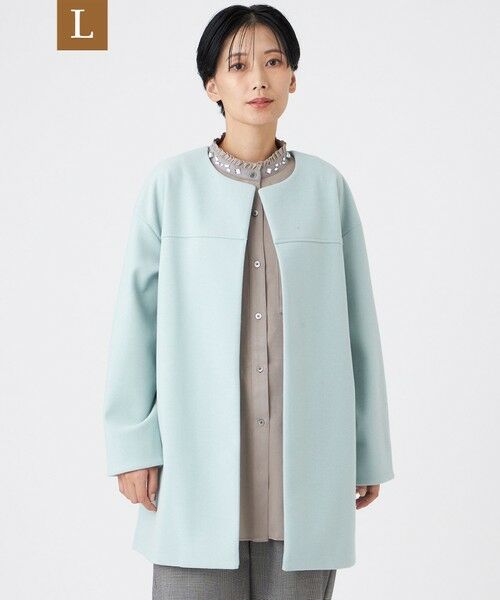 EVEX by KRIZIA (大きいサイズ)/エヴェックス バイ クリツィア (オオキイサイズ) 【L】【カタログ掲載】【ウォッシャブル】ウールライクジャージ-ノーカラーコーディガン ブルー4 44