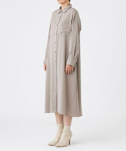 EVEX by KRIZIA  (大きいサイズ) / エヴェックス バイ クリツィア (オオキイサイズ) ロング・マキシ丈ワンピース | 【L】【マシンウォッシャブル】【放電テープ付き】フィブリルライクサテンシャツワンピース | 詳細6