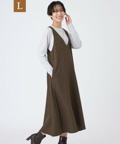 EVEX by KRIZIA  (大きいサイズ) / エヴェックス バイ クリツィア (オオキイサイズ) ロング・マキシ丈ワンピース | 【L】【カタログ掲載】【マシンウォッシャブル】シャークツイードジャンパースカート