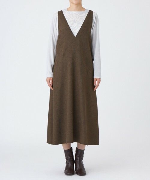 EVEX by KRIZIA  (大きいサイズ) / エヴェックス バイ クリツィア (オオキイサイズ) ロング・マキシ丈ワンピース | 【L】【カタログ掲載】【マシンウォッシャブル】シャークツイードジャンパースカート | 詳細4