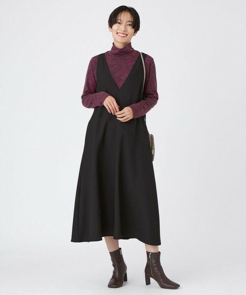 EVEX by KRIZIA  (大きいサイズ) / エヴェックス バイ クリツィア (オオキイサイズ) ロング・マキシ丈ワンピース | 【L】【カタログ掲載】【マシンウォッシャブル】シャークツイードジャンパースカート | 詳細1