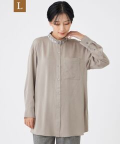 EVEX by KRIZIA  (大きいサイズ) / エヴェックス バイ クリツィア (オオキイサイズ) その他トップス | 【L】【カタログ掲載】フィブリルライクサテンビジューシャツ