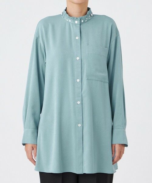 EVEX by KRIZIA  (大きいサイズ) / エヴェックス バイ クリツィア (オオキイサイズ) その他トップス | 【L】【カタログ掲載】フィブリルライクサテンビジューシャツ | 詳細4