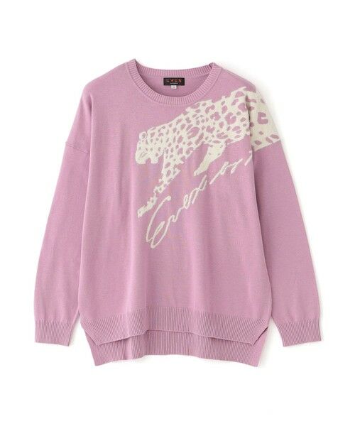 EVEX by KRIZIA (大きいサイズ)/エヴェックス バイ クリツィア (オオキイサイズ) 【L】【カタログ掲載品】【ウォッシャブル】ラメパンサーインターシャニット ピンク系2 44