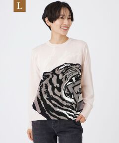 EVEX by KRIZIA  (大きいサイズ) / エヴェックス バイ クリツィア (オオキイサイズ) その他トップス | 【L】【カタログ掲載】【ウォッシャブル】イニシャルタイガーインターシャニットプルオーバー