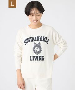 EVEX by KRIZIA  (大きいサイズ) / エヴェックス バイ クリツィア (オオキイサイズ) その他トップス | 【L】【SANYO Style EDITION掲載】【ウォッシャブル】ウルフカレッジロゴニットプルオーバー