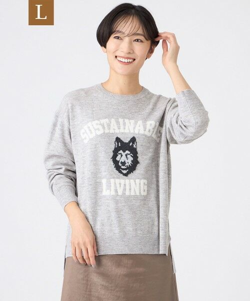 EVEX by KRIZIA (大きいサイズ)/エヴェックス バイ クリツィア (オオキイサイズ) 【L】【SANYO Style EDITION掲載】【ウォッシャブル】ウルフカレッジロゴニットプルオーバー グレー系2 44 EVEX by KRIZIA (大きいサイズ)/エヴェックス バイ クリツィア (オオキイサイズ) 【L】【SANYO Style EDITION掲載】【ウォッシャブル】ウルフカレッジロゴニットプルオーバー グレー系2 44