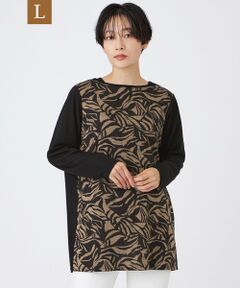 EVEX by KRIZIA  (大きいサイズ) / エヴェックス バイ クリツィア (オオキイサイズ) その他トップス | 【L】【ウォッシャブル】タイガープリントバイカラーチュニックカットソー