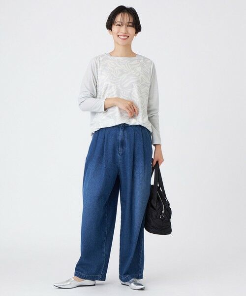 EVEX by KRIZIA  (大きいサイズ) / エヴェックス バイ クリツィア (オオキイサイズ) その他トップス | 【L】【ウォッシャブル】タイガープリントバイカラーチュニックカットソー | 詳細1