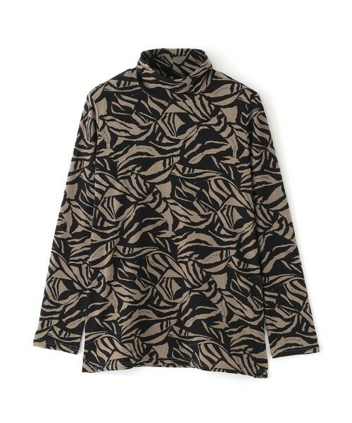 EVEX by KRIZIA (大きいサイズ)/エヴェックス バイ クリツィア (オオキイサイズ) 【L】【ウォッシャブル】タイガープリントハイネックカットソー ベージュ 46