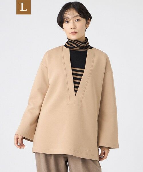 EVEX by KRIZIA (大きいサイズ)/エヴェックス バイ クリツィア (オオキイサイズ) 【L】【ウォッシャブル】ライトダンボールスキッパープルオーバー ベージュ 44 EVEX by KRIZIA (大きいサイズ)/エヴェックス バイ クリツィア (オオキイサイズ) 【L】【ウォッシャブル】ライトダンボールスキッパープルオーバー ベージュ 44