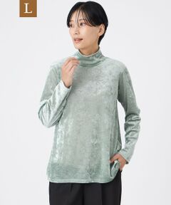 EVEX by KRIZIA  (大きいサイズ) / エヴェックス バイ クリツィア (オオキイサイズ) その他トップス | 【L】【マシンウォッシャブル】メッシュベロアハイネックプルオーバー