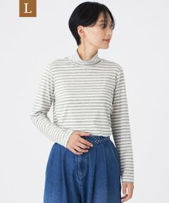 EVEX by KRIZIA  (大きいサイズ) / エヴェックス バイ クリツィア (オオキイサイズ) その他トップス | 【L】【ウォッシャブル】ハーフミラノリブボーダーハイネックプルオーバー