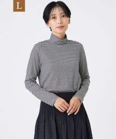 EVEX by KRIZIA  (大きいサイズ) / エヴェックス バイ クリツィア (オオキイサイズ) その他トップス | 【L】【ウォッシャブル】ハーフミラノリブボーダーハイネックプルオーバー