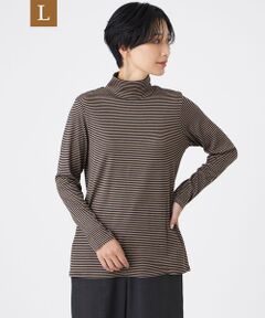 EVEX by KRIZIA  (大きいサイズ) / エヴェックス バイ クリツィア (オオキイサイズ) その他トップス | 【L】【ウォッシャブル】ハーフミラノリブボーダーハイネックプルオーバー