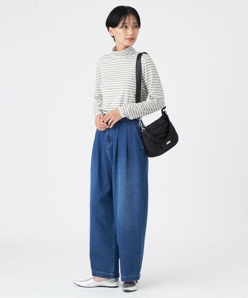 EVEX by KRIZIA  (大きいサイズ) / エヴェックス バイ クリツィア (オオキイサイズ) その他トップス | 【L】【ウォッシャブル】ハーフミラノリブボーダーハイネックプルオーバー | 詳細1