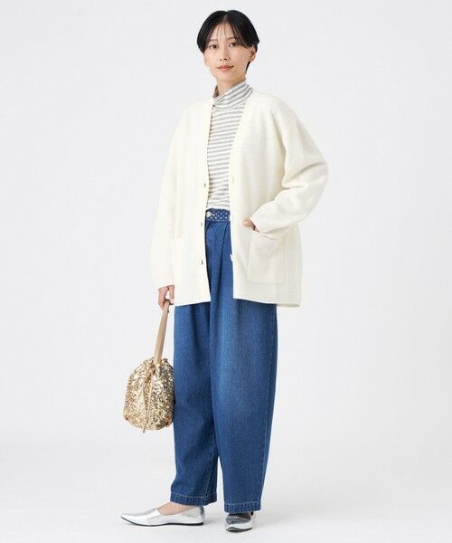 EVEX by KRIZIA  (大きいサイズ) / エヴェックス バイ クリツィア (オオキイサイズ) その他トップス | 【L】【ウォッシャブル】ハーフミラノリブボーダーハイネックプルオーバー | 詳細2