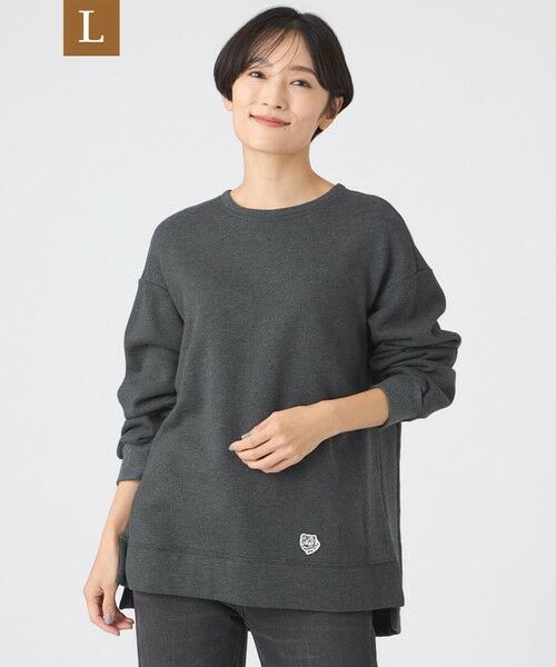 EVEX by KRIZIA (大きいサイズ)/エヴェックス バイ クリツィア (オオキイサイズ) 【L】【カタログ掲載】【ウォッシャブル】タイガーパッチ裏起毛スウェット チャコールグレー 44