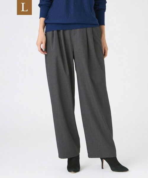 EVEX by KRIZIA  (大きいサイズ) / エヴェックス バイ クリツィア (オオキイサイズ) その他パンツ | 【L】【カタログ掲載】【マシンウォッシャブル】ラメストライプタックバレルパンツ（チャコールグレー）