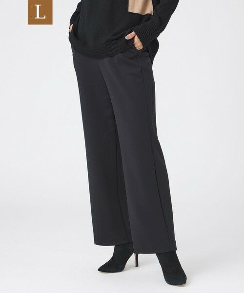 EVEX by KRIZIA (大きいサイズ)/エヴェックス バイ クリツィア (オオキイサイズ) 【L】【マシンウォッシャブル】バックスエードダンボールニットストレートパンツ ブラック 46