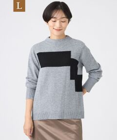 EVEX by KRIZIA  (大きいサイズ) / エヴェックス バイ クリツィア (オオキイサイズ) その他トップス | 【L】【SANYO Style EDITION掲載】【ウォッシャブル】ブロッキングウールニットプルオーバー