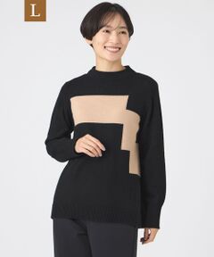 EVEX by KRIZIA  (大きいサイズ) / エヴェックス バイ クリツィア (オオキイサイズ) その他トップス | 【L】【SANYO Style EDITION掲載】【ウォッシャブル】ブロッキングウールニットプルオーバー