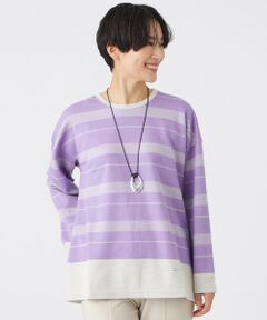 EVEX by KRIZIA  (大きいサイズ) / エヴェックス バイ クリツィア (オオキイサイズ) その他トップス | 【L】【ウォッシャブル】ウールジャカードジャージーボーダーカットソー