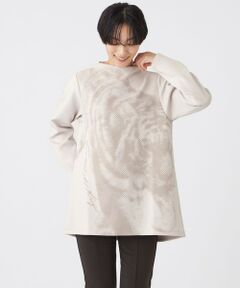 EVEX by KRIZIA  (大きいサイズ) / エヴェックス バイ クリツィア (オオキイサイズ) その他トップス | 【L】【ウォッシャブル】シャドープリントダンボールニットチュニックプルオーバー