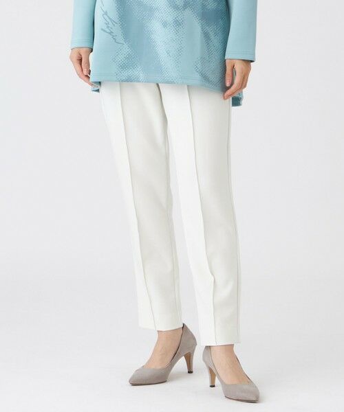 EVEX by KRIZIA (大きいサイズ) / エヴェックス バイ クリツィア (オオキイサイズ) その他パンツ | 【L】【マシンウォッシャブル】TRダブルクロスピンタックパンツ(オフホワイト)