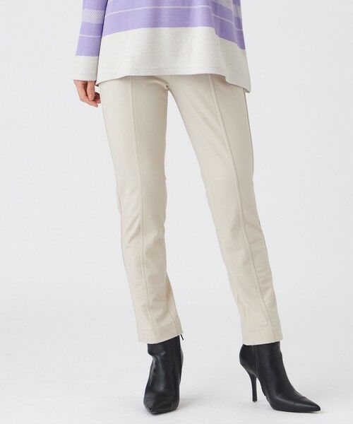 EVEX by KRIZIA (大きいサイズ) / エヴェックス バイ クリツィア (オオキイサイズ) その他パンツ | 【L】【ウォッシャブル】裏起毛ハイテンションクロップドパンツ(ベージュ)