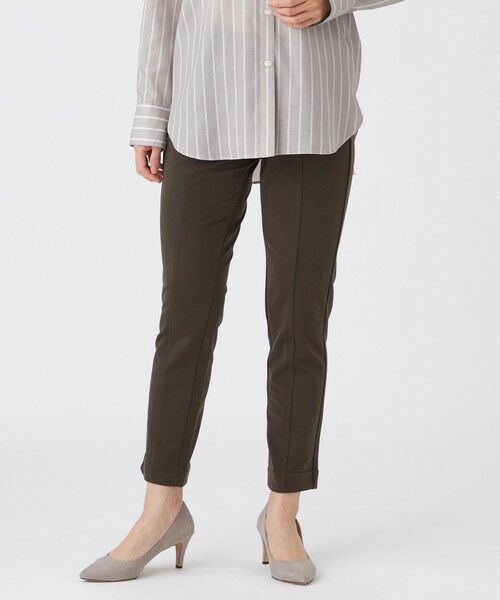 EVEX by KRIZIA (大きいサイズ) / エヴェックス バイ クリツィア (オオキイサイズ) その他パンツ | 【L】【ウォッシャブル】裏起毛ハイテンションクロップドパンツ(ブラウン5)