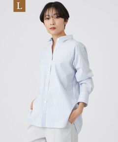 EVEX by KRIZIA  (大きいサイズ) / エヴェックス バイ クリツィア (オオキイサイズ) その他トップス | 【L】【ウォッシャブル】コットンブレンドストライプシャツ