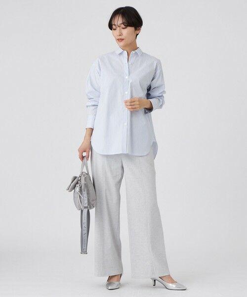 EVEX by KRIZIA  (大きいサイズ) / エヴェックス バイ クリツィア (オオキイサイズ) その他トップス | 【L】【ウォッシャブル】コットンブレンドストライプシャツ | 詳細1