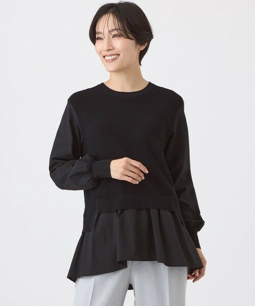 EVEX by KRIZIA  (大きいサイズ) / エヴェックス バイ クリツィア (オオキイサイズ) その他トップス | 【L】【ウォッシャブル】シャツコンビニットプルオーバー（ブラック）