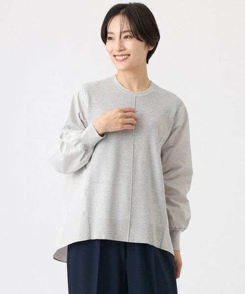 EVEX by KRIZIA  (大きいサイズ) / エヴェックス バイ クリツィア (オオキイサイズ) その他トップス | 【L】【ウォッシャブル】タフタコンビニットプルオーバー（グレー系2）