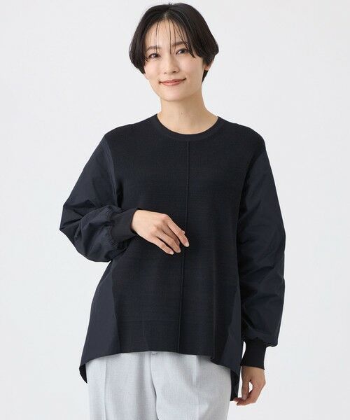 EVEX by KRIZIA  (大きいサイズ) / エヴェックス バイ クリツィア (オオキイサイズ) その他トップス | 【L】【ウォッシャブル】タフタコンビニットプルオーバー（ダークネイビー）