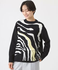 EVEX by KRIZIA  (大きいサイズ) / エヴェックス バイ クリツィア (オオキイサイズ) その他トップス | 【L】【ウォッシャブル】ウェーブゼブラインターシャニットプルオーバー