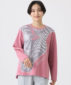 EVEX by KRIZIA  (大きいサイズ) / エヴェックス バイ クリツィア (オオキイサイズ) その他トップス | 【L】【ウォッシャブル】ツインゼブラジャカードカットソー