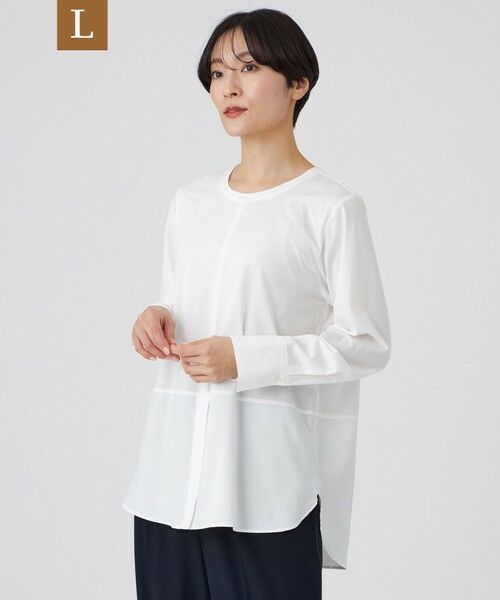 EVEX by KRIZIA  (大きいサイズ) / エヴェックス バイ クリツィア (オオキイサイズ) その他トップス | 【L】【ウォッシャブル】シャツコンビカットソー（オフホワイト）