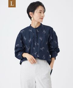 【L】【カタログ掲載・ウォッシャブル】ゼブラエンブロイダリーシャツ