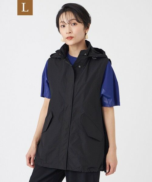 EVEX by KRIZIA  (大きいサイズ) / エヴェックス バイ クリツィア (オオキイサイズ) ベスト | 【L】【カタログ掲載・マシンウォッシャブル】パンチングタフタフーデッドジレ（ブラック）