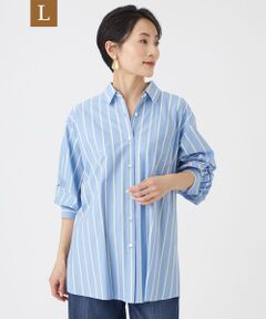 EVEX by KRIZIA  (大きいサイズ) / エヴェックス バイ クリツィア (オオキイサイズ) その他トップス | 【L】【カタログ掲載・ウォッシャブル】ハイゲージストライプジャージーシャツ