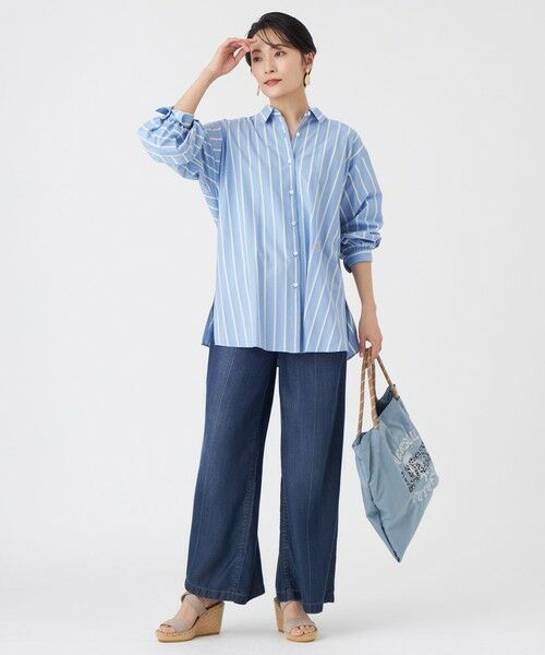 EVEX by KRIZIA  (大きいサイズ) / エヴェックス バイ クリツィア (オオキイサイズ) その他トップス | 【L】【カタログ掲載・ウォッシャブル】ハイゲージストライプジャージーシャツ | 詳細2