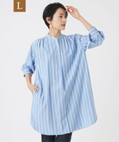 EVEX by KRIZIA  (大きいサイズ) / エヴェックス バイ クリツィア (オオキイサイズ) その他トップス | 【L】【カタログ掲載・ウォッシャブル】ハイゲージストライプジャージーチュニックブラウス