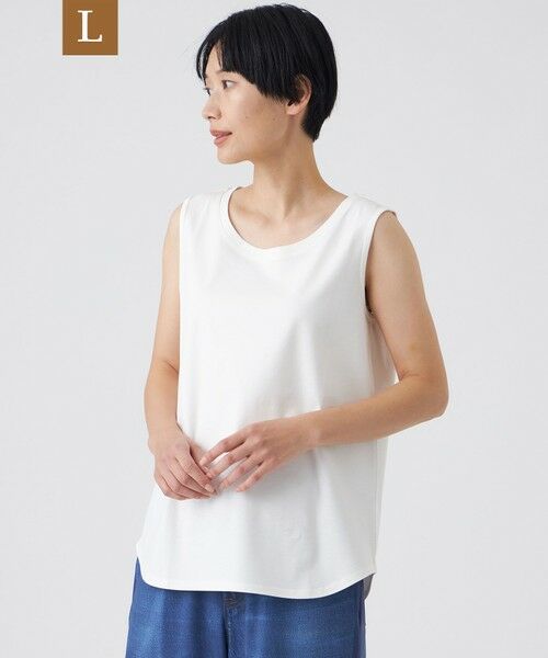 EVEX by KRIZIA  (大きいサイズ) / エヴェックス バイ クリツィア (オオキイサイズ) その他トップス | 【L】【ウォッシャブル】コットンスムースタンクトップ（オフホワイト）