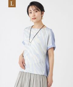 EVEX by KRIZIA  (大きいサイズ) / エヴェックス バイ クリツィア (オオキイサイズ) その他トップス | 【L】【カタログ掲載・ウォッシャブル】ゼブラプリントコンビフレンチスリーブカットソー