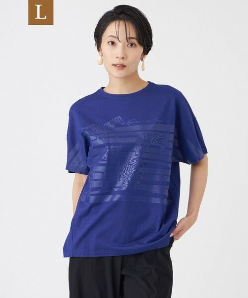 EVEX by KRIZIA  (大きいサイズ) / エヴェックス バイ クリツィア (オオキイサイズ) その他トップス | 【L】【カタログ掲載・ウォッシャブル】クリアゼブラプリントカットソー（ブルー5）