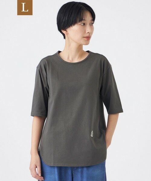 EVEX by KRIZIA  (大きいサイズ) / エヴェックス バイ クリツィア (オオキイサイズ) その他トップス | 【L】【ウォッシャブル】タイガーパッチコットンカットソー（チャコールグレー）