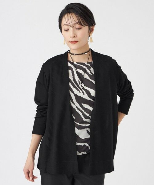 EVEX by KRIZIA  (大きいサイズ) / エヴェックス バイ クリツィア (オオキイサイズ) その他トップス | 【L】【接触冷感・ウォッシャブル】ハイゲージ天竺カーディガン（ブラック）