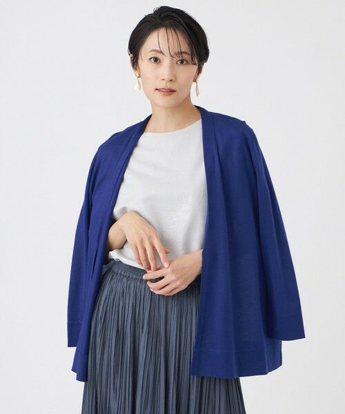 EVEX by KRIZIA  (大きいサイズ) / エヴェックス バイ クリツィア (オオキイサイズ) その他トップス | 【L】【接触冷感・ウォッシャブル】ハイゲージ天竺カーディガン（ブルー5）